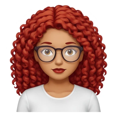 rizada peli roja tono fuerte , trigueña , con lentes y top blanco pelo largo  sticker