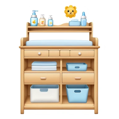 baby changing table set with drawers, shelves, changing pad, and baby care accessories sticker