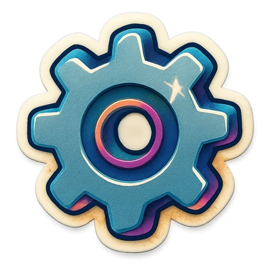 A gray gear mechanism sticker with a vintage design and bright colors sticker