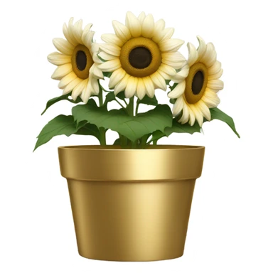 White sunflower in gold planter sticker
