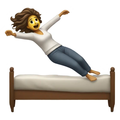 Woman falling out of bed to floor sticker