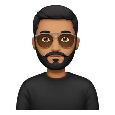 Indian man with  black hair and beard and black sunglasses and black jumper sticker
