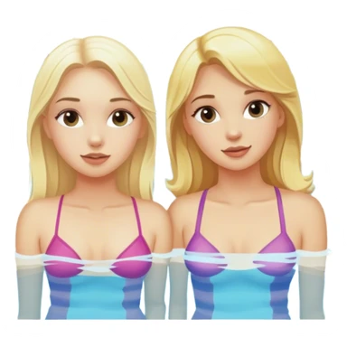 Two white blonde girls sitting by the pool  sticker