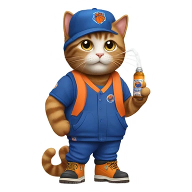 cat in timbs, New York knicks jersey and smoking  sticker