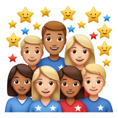 Make me an emoji for an app. The emoji is to highlight "social", "Real people", Reviews, trust, and brand recognition sticker
