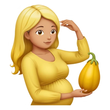 yellow eggplant combined with pregnant person and bowing person, bowing person in profile sticker