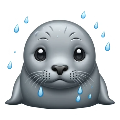 Sad seal in the rain sticker