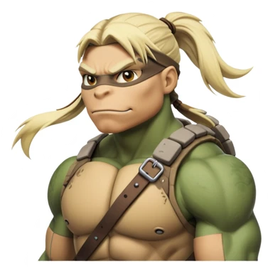 Hun from Teenage Mutant Ninja Turtles, large muscular gang leader with blonde ponytail sticker