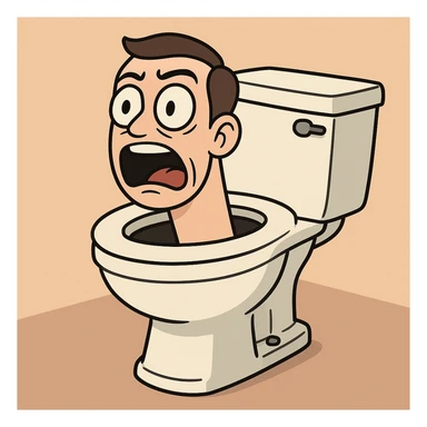 Skibidi Toilet character, cartoon style sticker