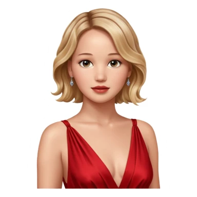 Jennifer Lawrence, in a red dress sticker