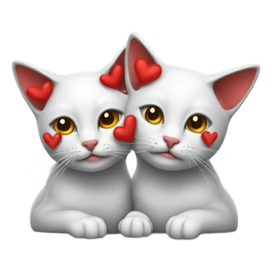 two cats with there heads on each other and red hearts on top sticker