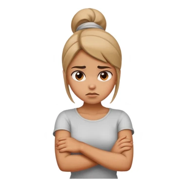 Girl with arms crossed around neck mad sticker