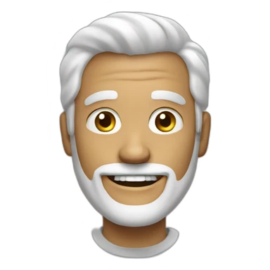 Create an emoji of a man smiling, with white hair and with a short but neat white beard sticker