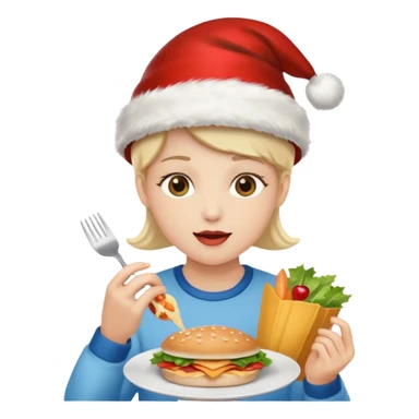 christmas character eating lunch sticker