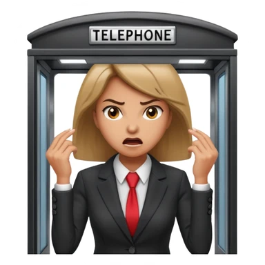 Telephone booth with angry woman inside sticker
