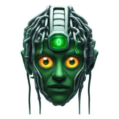 shodan from system shock game with green wires and evil eyes sticker