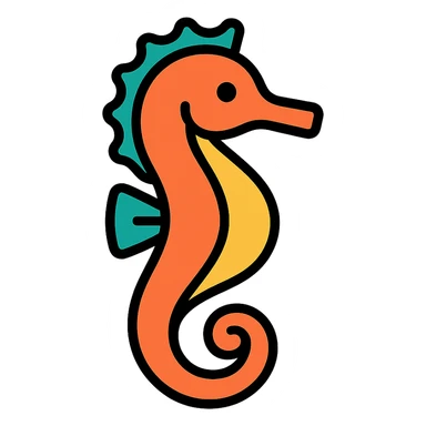 color outline icon of a seahorse sticker