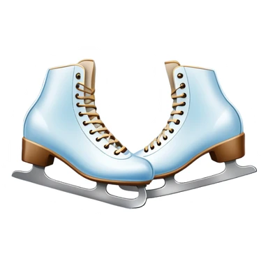 An icon showing In the background, twinkling lights, winter trees, and cheering spectators create a festive atmosphere. a pair of elegant ice skates gliding across a smooth, frozen rink with snowflakes in the air. Transparent background highlights the grace and charm of ice skating. sticker