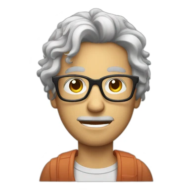 white guy with messy hair wearing glasses with a meal in hands sticker