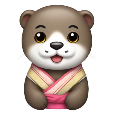 A cute otter wearing traditional Korean hanbok for Korean holidays, visible only up to its neck. sticker