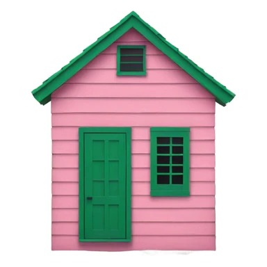 Small pink shack green shutters sticker