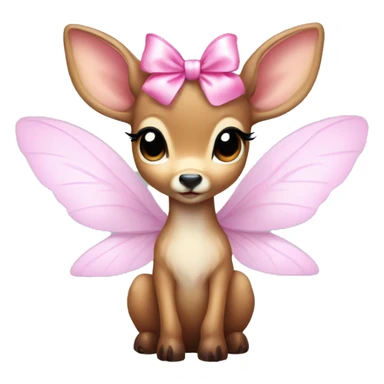baby deer with fairy wings and a pink bow around its neck  sticker