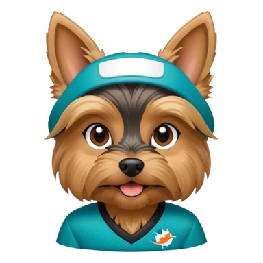 Yorkshire terrier in a Miami Dolphins jersey sticker