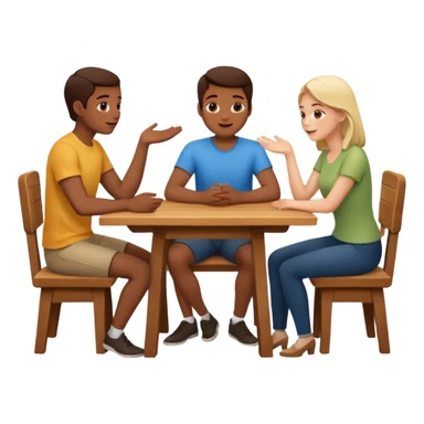 3 people sitting behind a table sticker