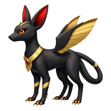 Shiny 4-legged Umbreon-Anubis-Salandit-Beedrill-fusion, full body sticker