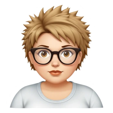  plus size white women with short light brown shaggy spiked hair wearing glasses sticker