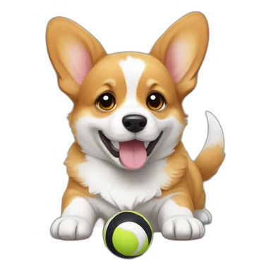Corgi Puppy Playing with a ball sticker