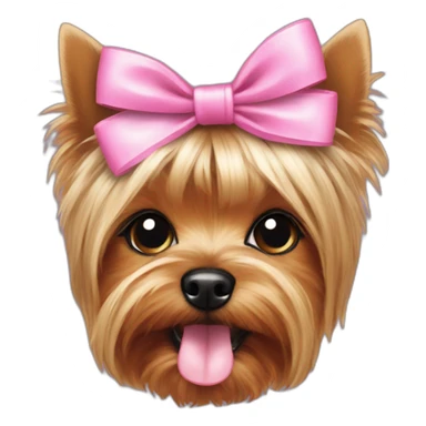 yorkshire terrier with the tongue and two little pink hairbow sticker