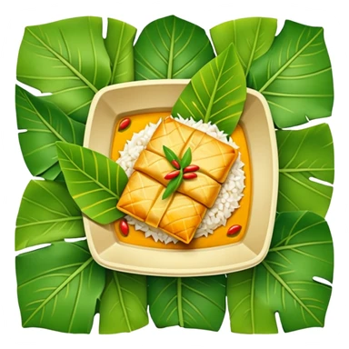 Fish Amok square dish in banana leaves sticker