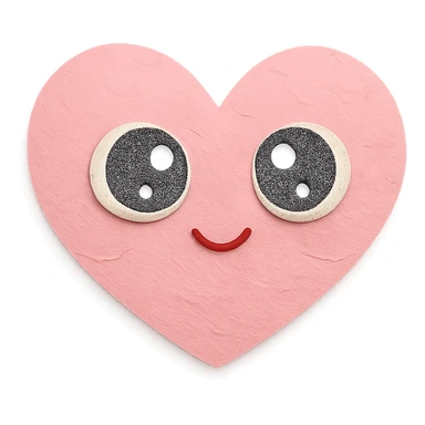 cute chibi pink heart character, big sparkling eyes, soft pastel tones, no arms or legs, full body sticker
