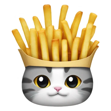 Cat with a french fries crown sticker