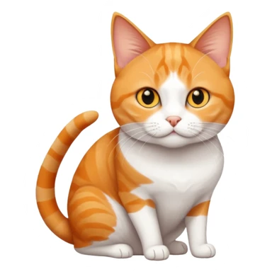 full body orange and white domestic shorthair slim cat with yellow/orange eyes and a white triangle pattern on his face playing sticker