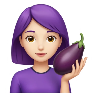 girl holding brinjal sticker