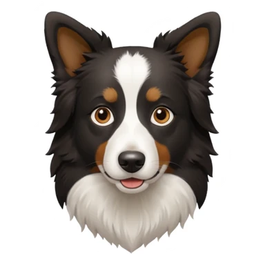 border collie predominantly black fur with brown on the eyebrows and neck sticker