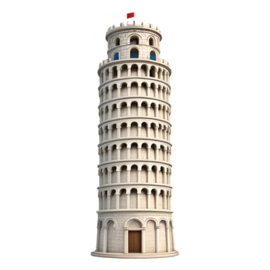 Cinematic Realistic Leaning Tower of Pisa Landmark Emoji, showcasing the iconic medieval tower with intricate stonework rendered with dynamic lighting and detailed textures. sticker