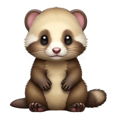 cinematic-[ferret]-realistic-full-body-sitting-emoji,-tiny-paws-tucked-close,-head-tilted-dramatically,-fluffy-[sable]-fur,-simplified-yet-realistic-focused-features,-highly-detailed,-glowing-with-an-almost-sarcastic-glow sticker