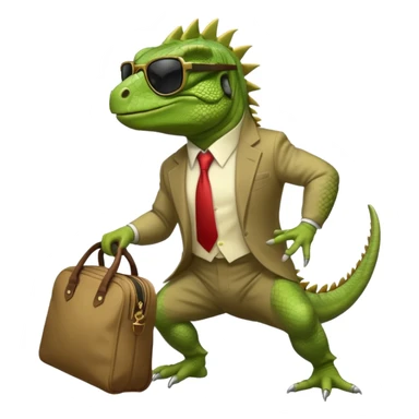 capitalist iguana banker godfather with black sunglasses breakdance with bag sticker