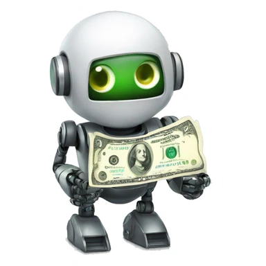 Cute robot with money sticker