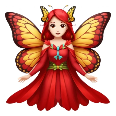nature spirit woman dressed as butterfly herald red, wing sleeves spread sticker