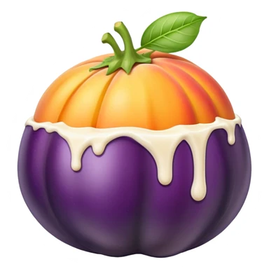 eggplant and peach with milk drizzled on them sticker