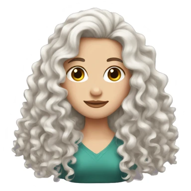 White girl with long curly dark brown hair  sticker