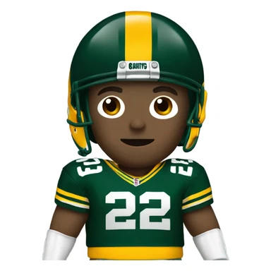 White male in a Packers football uniform sticker