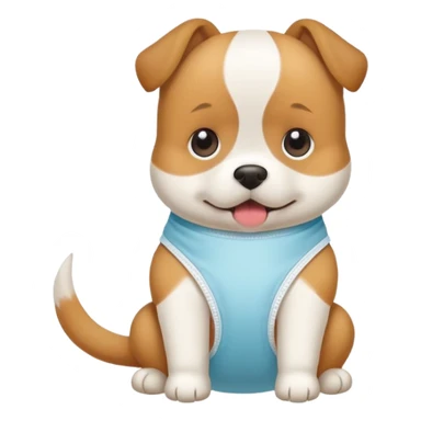 dog learning to wear a diaper, potty training sticker