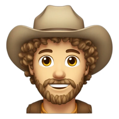 Cameron hardin curly messy hair and beard Caucasian with cowboy hat sticker