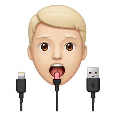 Mouth open wide with audio cable stuffed inside. sticker