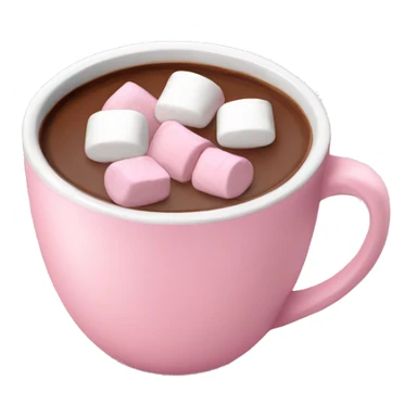 Hot chocolate with marshmallows in light pink cup sticker
